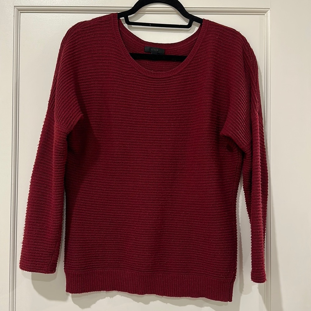 Red JCrew ribbed sweater